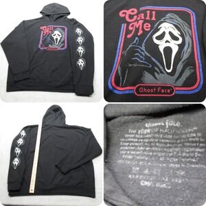 Scream Ghost Face Call Me Hoodie Mens Large Black Horror Movie Graphic Pullover‎